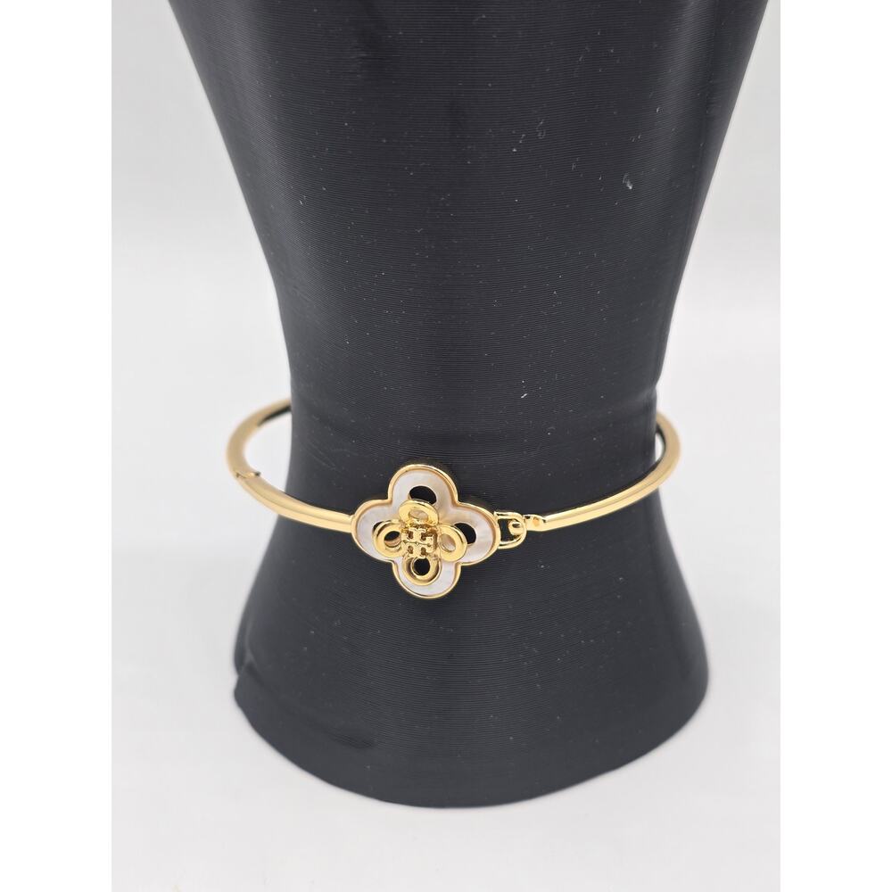 Tory Burch Kira Clover Hinge Bracelet w/Mother-of-Pearl Clover Inlay - NWOT